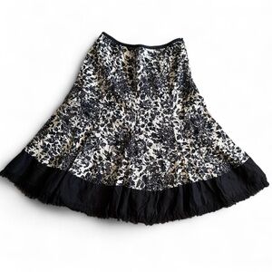 Vintage black and white layered midi skirt